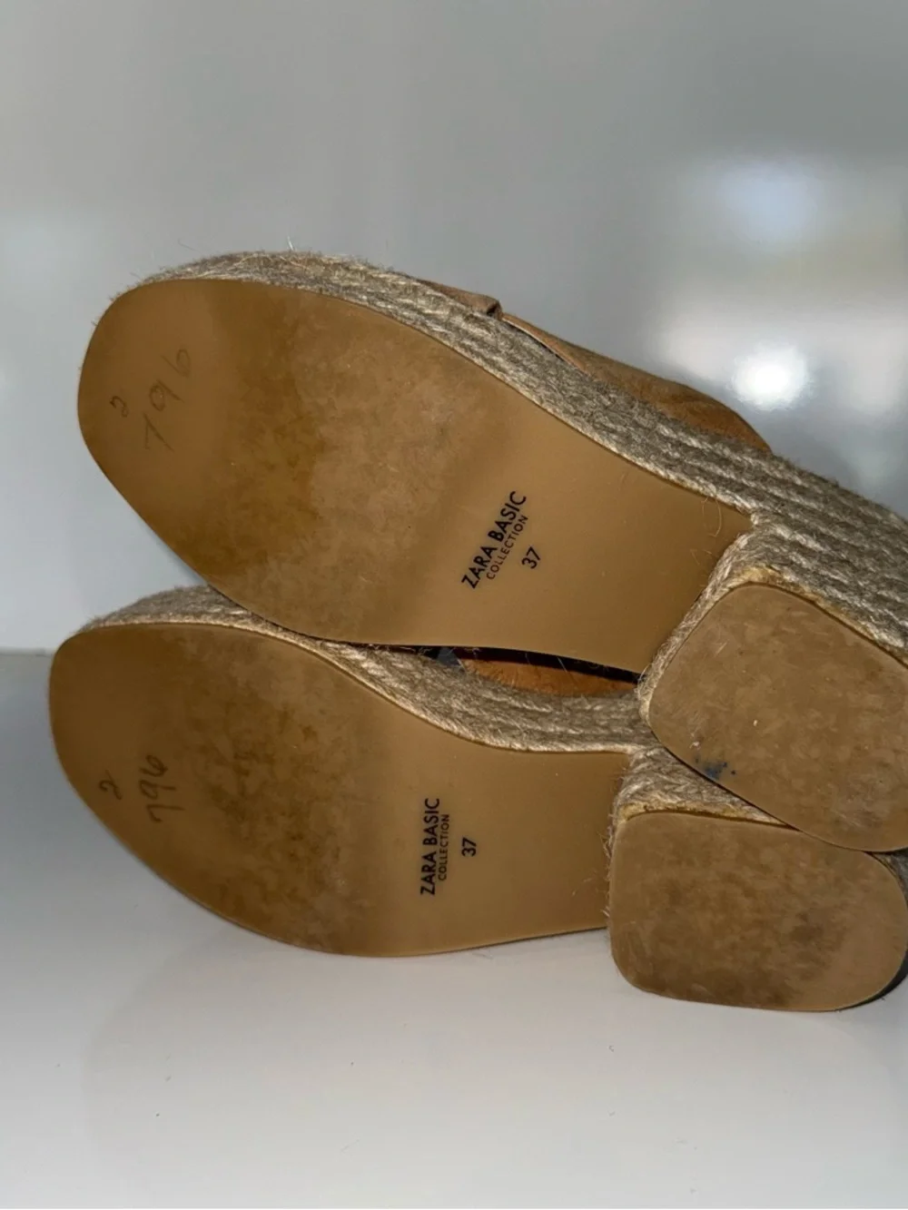 Zara Tan Suede Espadrille Wedge Slides size 37 / 7 - Picture 5 of 5